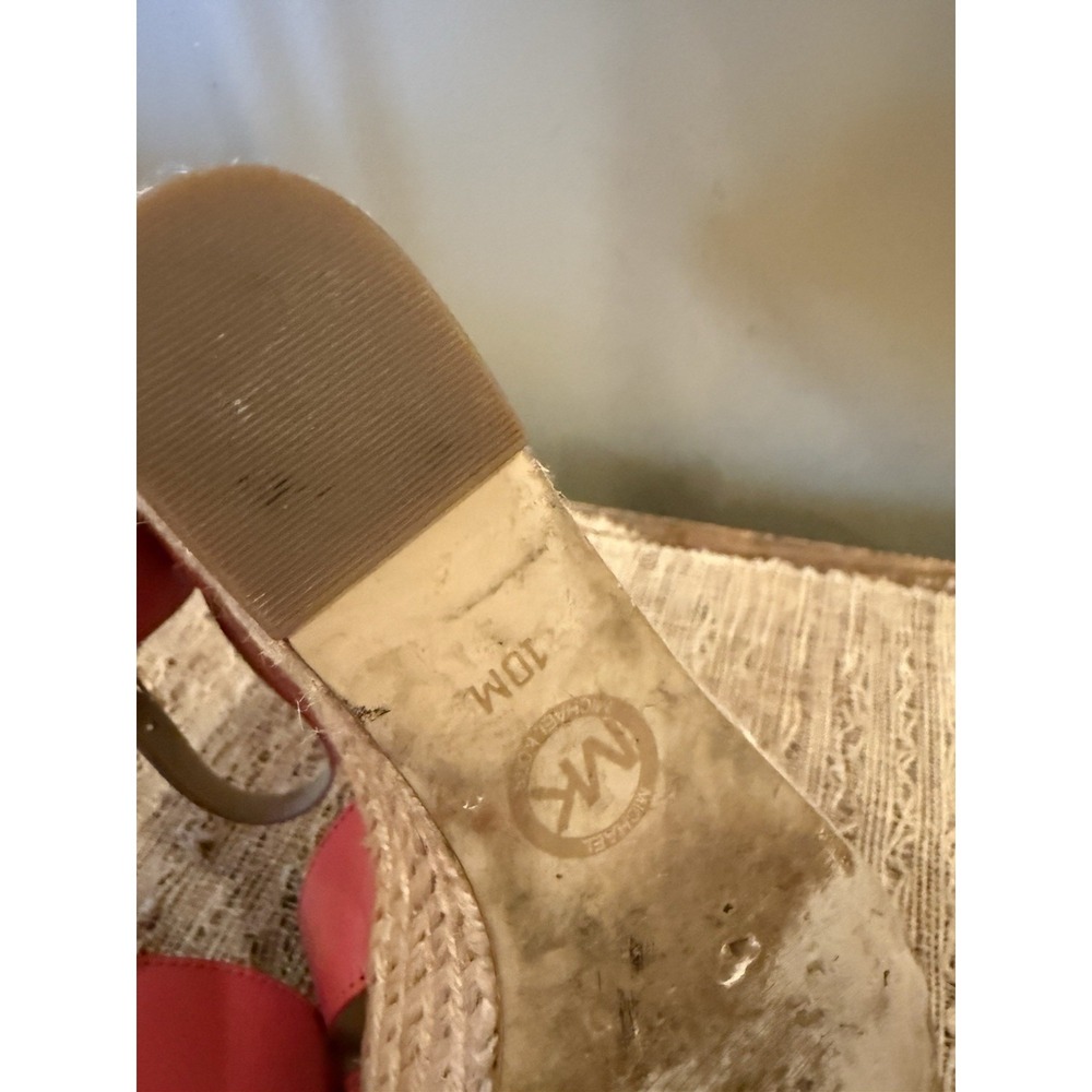 Michael Kors Heels Womens‎ 10M Flora Strappy Wedge Espadrille Coral Pink - Picture 13 of 13
